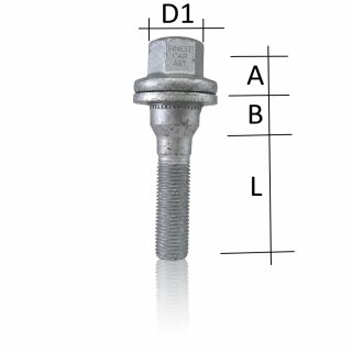 Radschraube M12x1,25 x L55 SW17 fÃ¼r Flachbund fÃ¼r Peugeot Opel Citroen Alufelge