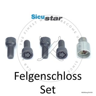 Felgenschloss Schwarz M14x1,25 Länge: 40mm - Kegel 60° - SW 17 Sicustar