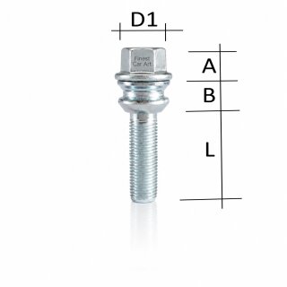 Radschraube M14 x 1,5 L45 Kugel R14 2 Teilig fÃ¼r V.A.G
