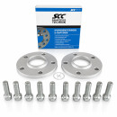 SCC Spurverbreiterung 30 mm (2×15 mm) 5×112 / 66,6 mm silber eloxiert inkl. Radschrauben für Audi A4 A5 A6 A7
