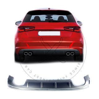 Duplex Diffusor Spoiler im S3 Look für Audi A3 8V 3 Türer Sportback