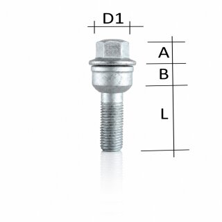 Radschraube Geomet M14 x 1,5 L37 Kugel R14 2Teilig SW17 für Audi