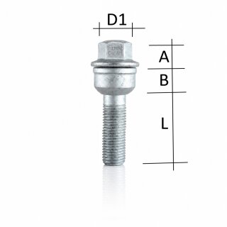 Radschraube Geomet M14 x 1,5 L42 Kugel R14 2Teilig SW17 für Audi