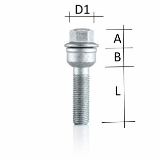 Radschraube Geomet M14 x 1,5 L48 Kugel R14 2 Teilig SW17 fÃ¼r Audi