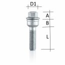 Radschraube Geomet M14 x 1,5 L48 Kugel R14 2 Teilig SW17...