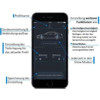 Active Suspension Control - Audi e-tron Adaptive Air Suspension - APP-Steuerung