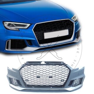 Sportgrill A3 8V VFL RS3 Look Schwarz Clean mit Kennzeichenhalter.