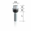 1x Radschraube M14 x 1,5 L37 Kugel R14 2 Teilig...